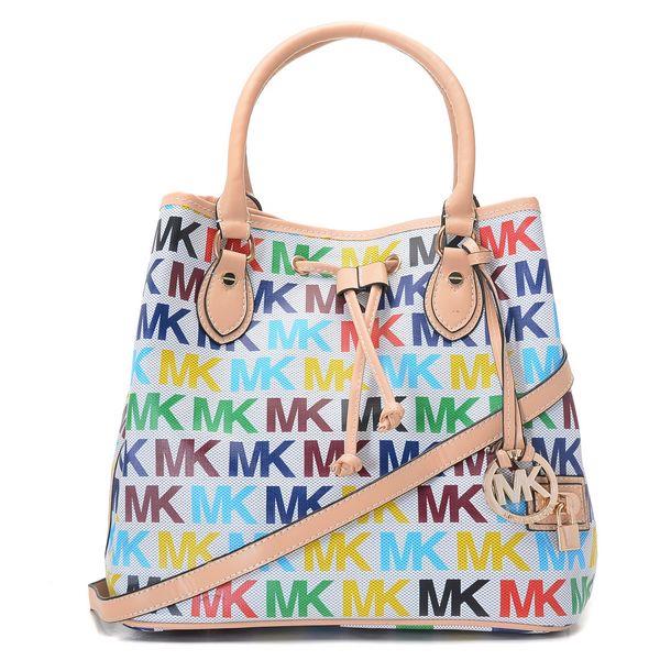 michael kors fargerik mk logo top skinn ransler vanilla Engros Toronto qshxv